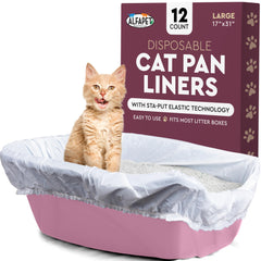 Alfapet tear-resistant litter box liners sized for medium to large pans, front view