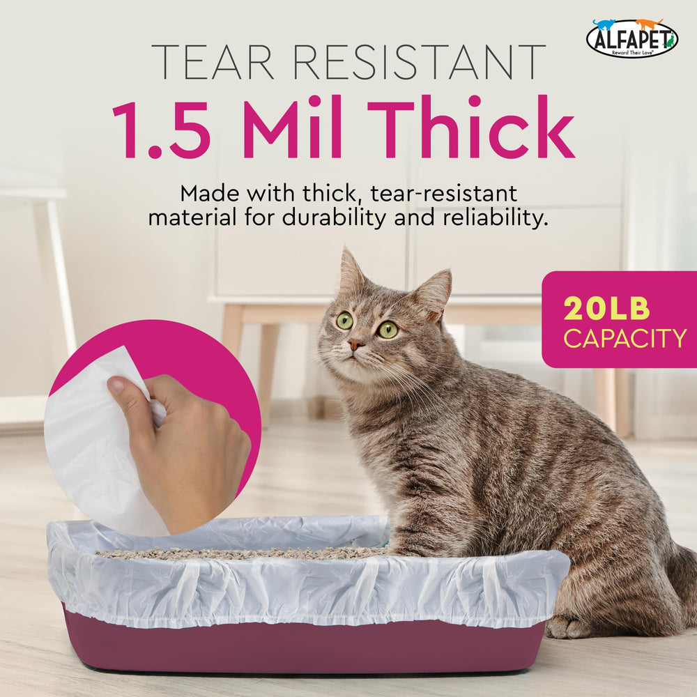 Alfapet easy-cleanup liners require no ties for safer disposal.