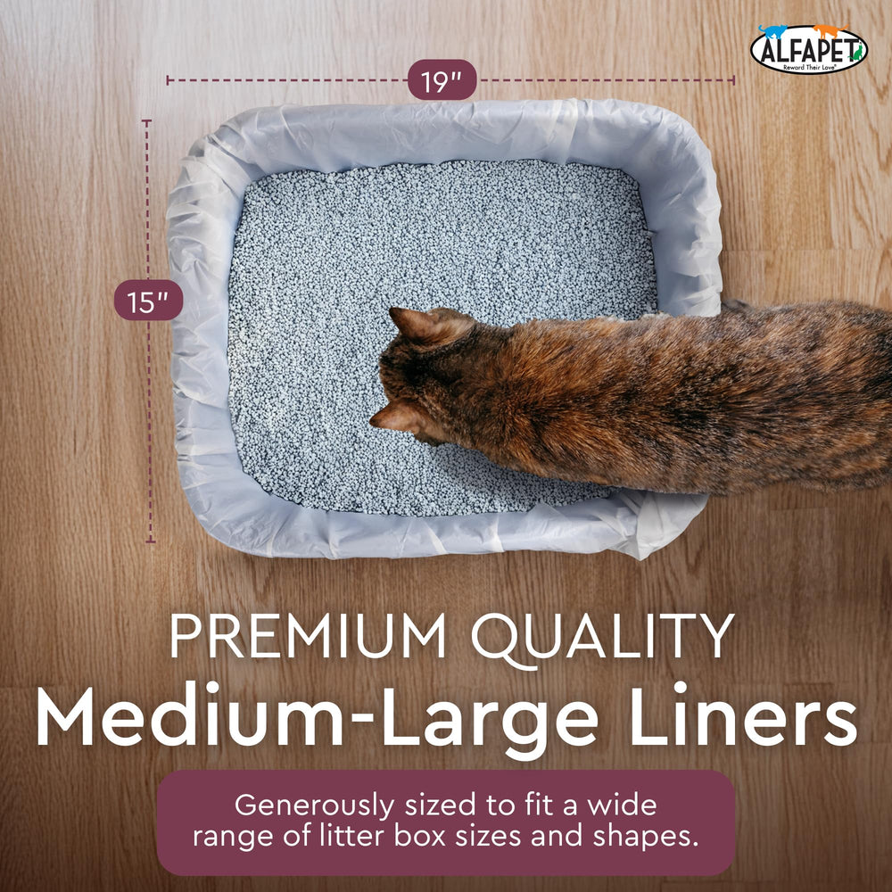 Alfapet liner shows easy cleanup with no tie strings design