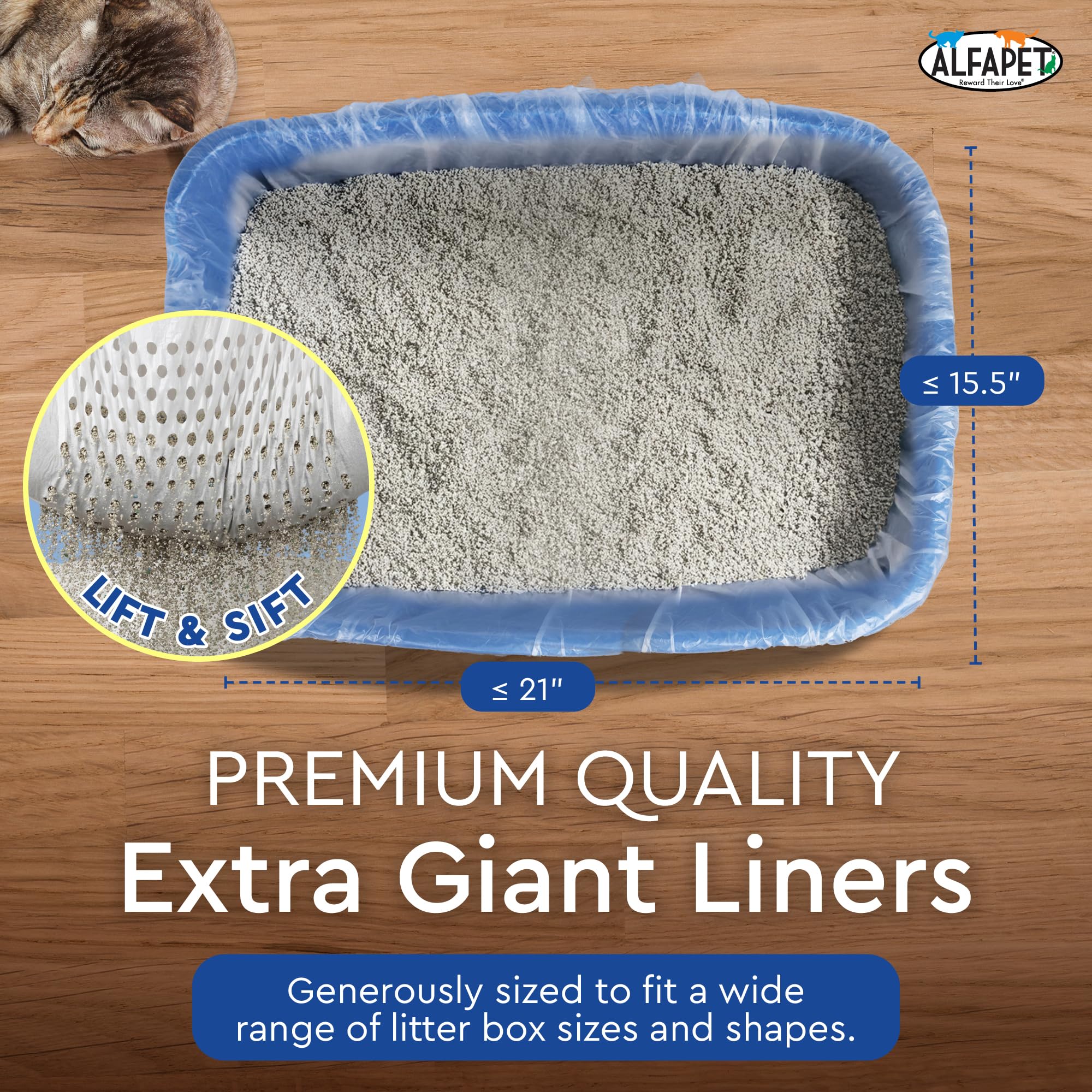 Alfapet Original Sifting Liners enable easy lifting and sifting of waste.