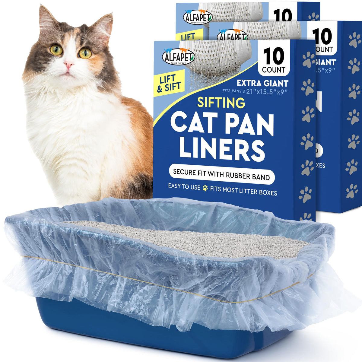 Alfapet Original Sifting Liners for extra-giant pans enable scoop-free maintenance.