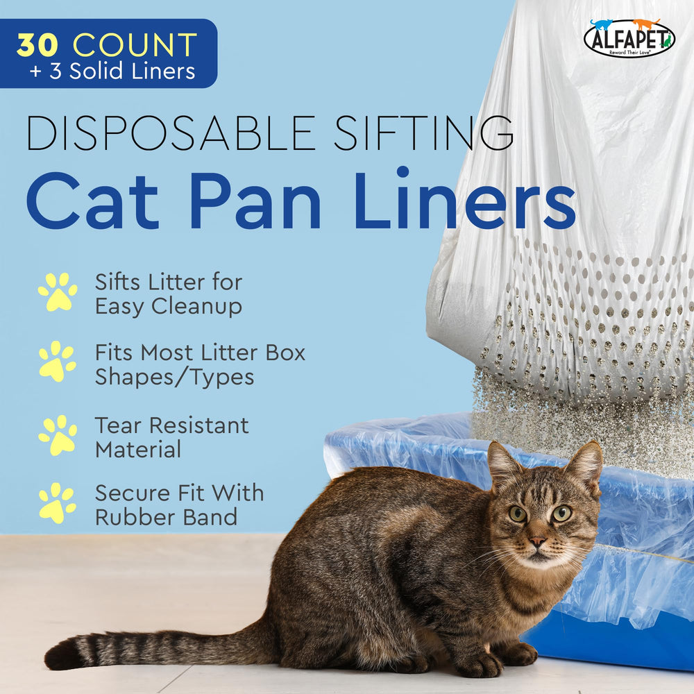 Alfapet Original Sifting Liners include a solid liner for sturdy bottom protection.