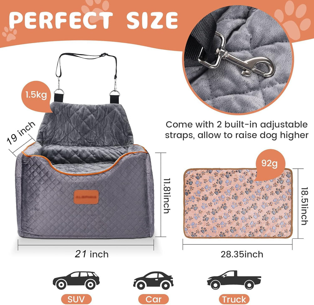 AlfaTok booster seat adjustable straps enable quick front or back-seat installation.