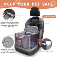 AlfaTok booster seat anti-slip bottom keeps pets secure on car journeys.