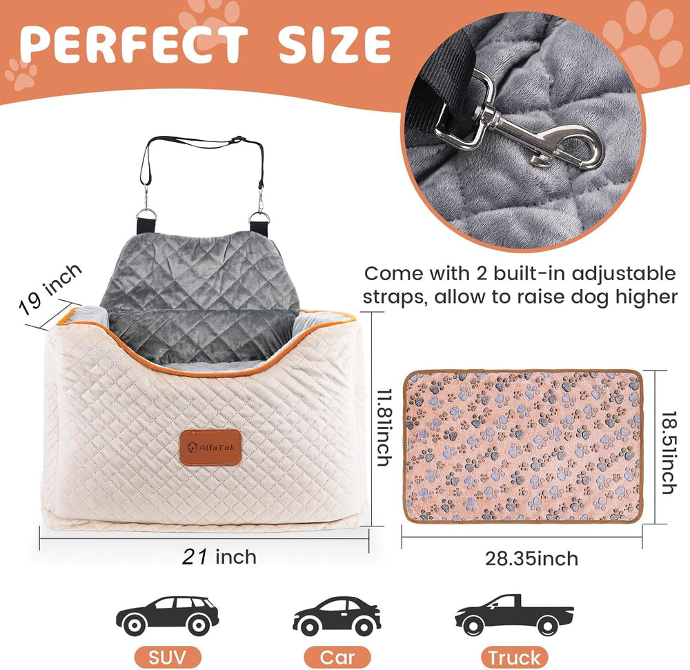 AlfaTok booster seat storage pocket keeps snacks and kibble handy