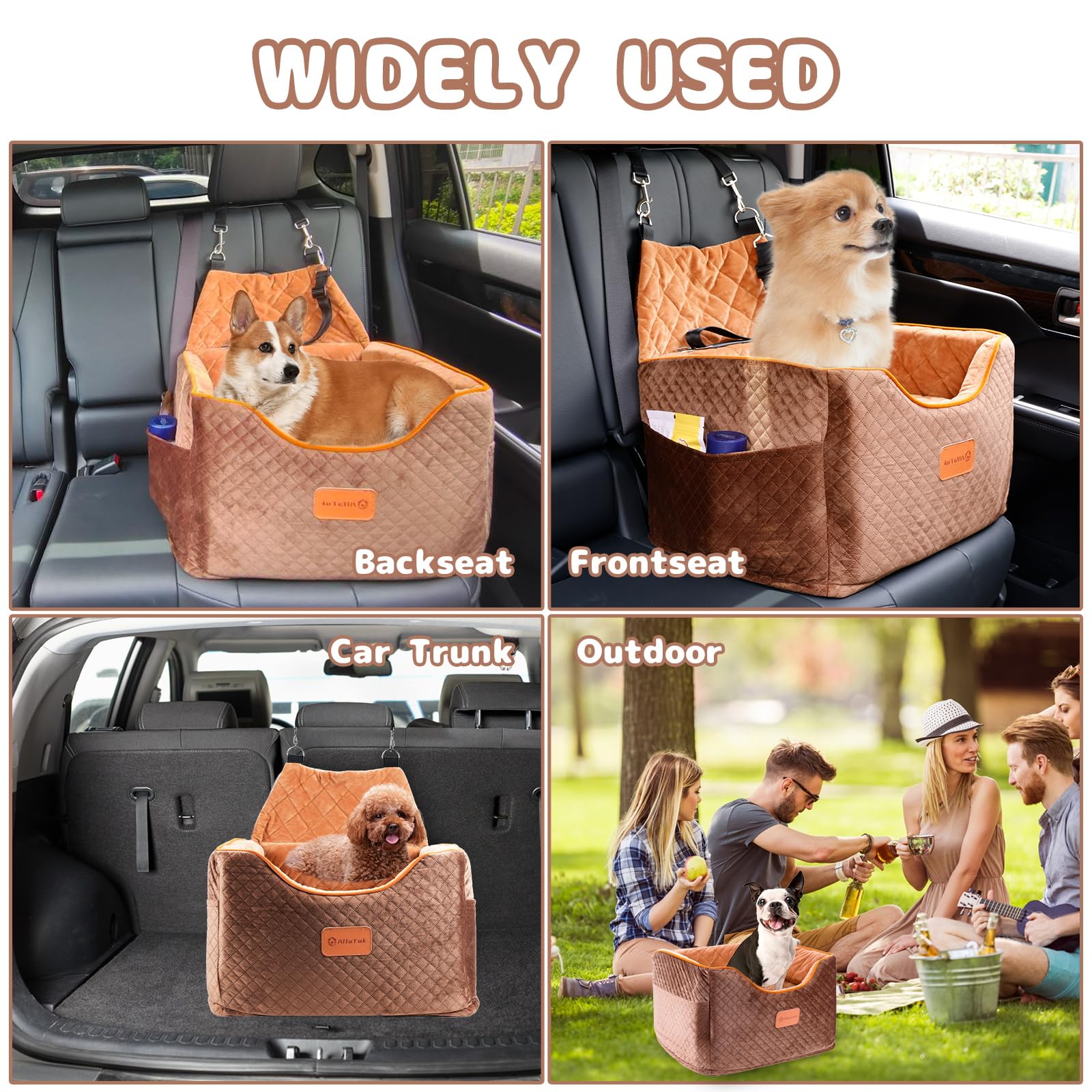 AlfaTok memory foam booster dog car seat multi-function-use supports car travel, home bed, camping