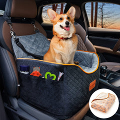 AlfaTok Memory Foam Booster Dog Car Seat, elevated view for small dogs