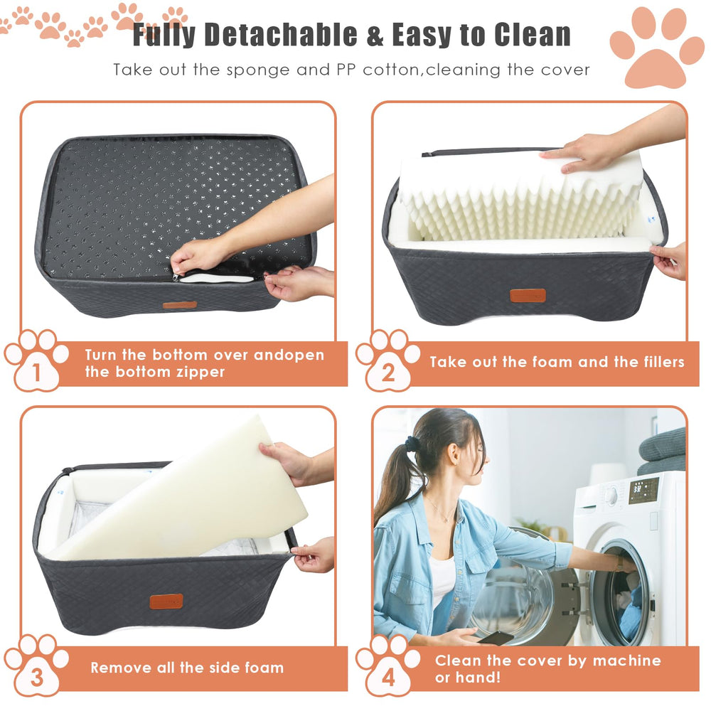 AlfaTok memory foam booster dog seat machine-washable cover for easy cleaning