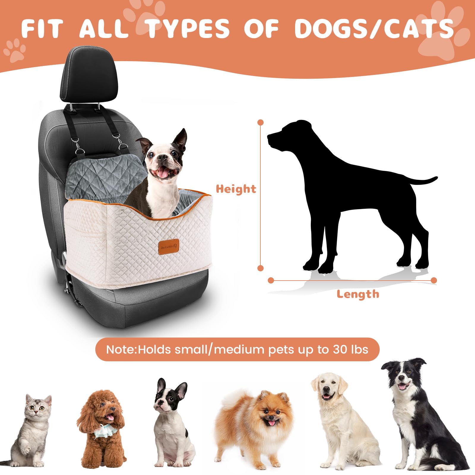 AlfaTok memory foam booster seat side bolster concentrates dog containment