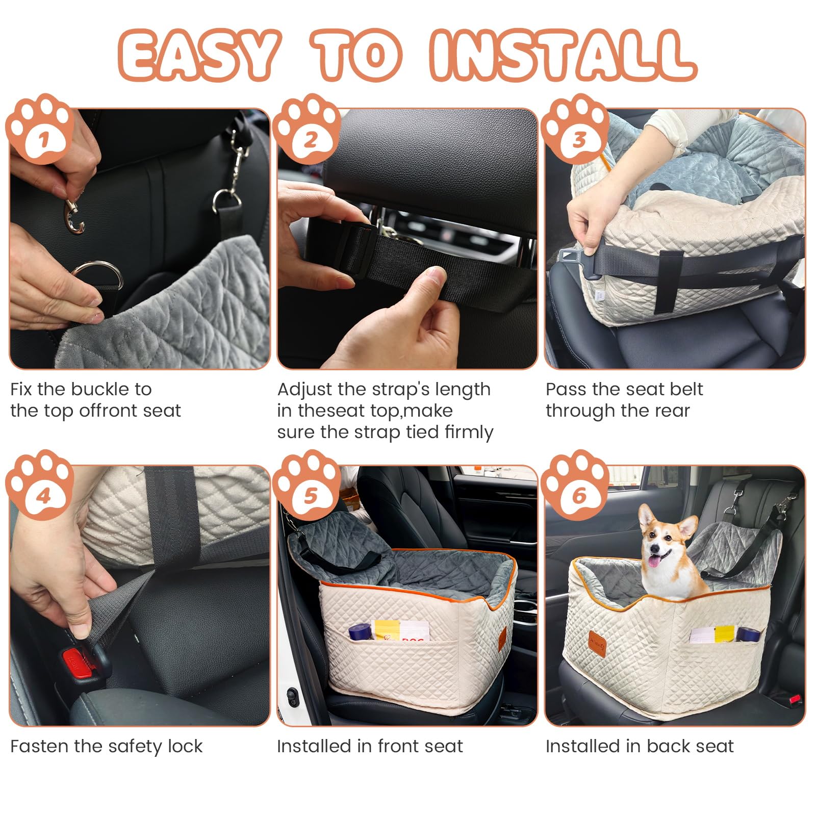AlfaTok seat belt attachment secures the dog during travel