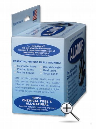 Algone 18-pouch three-pack close-up showing convenient tank filtration for clarity