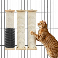 Aliceset 3-pack cat scratching posts inside cage provide claw sharpening and space-saving mounting.