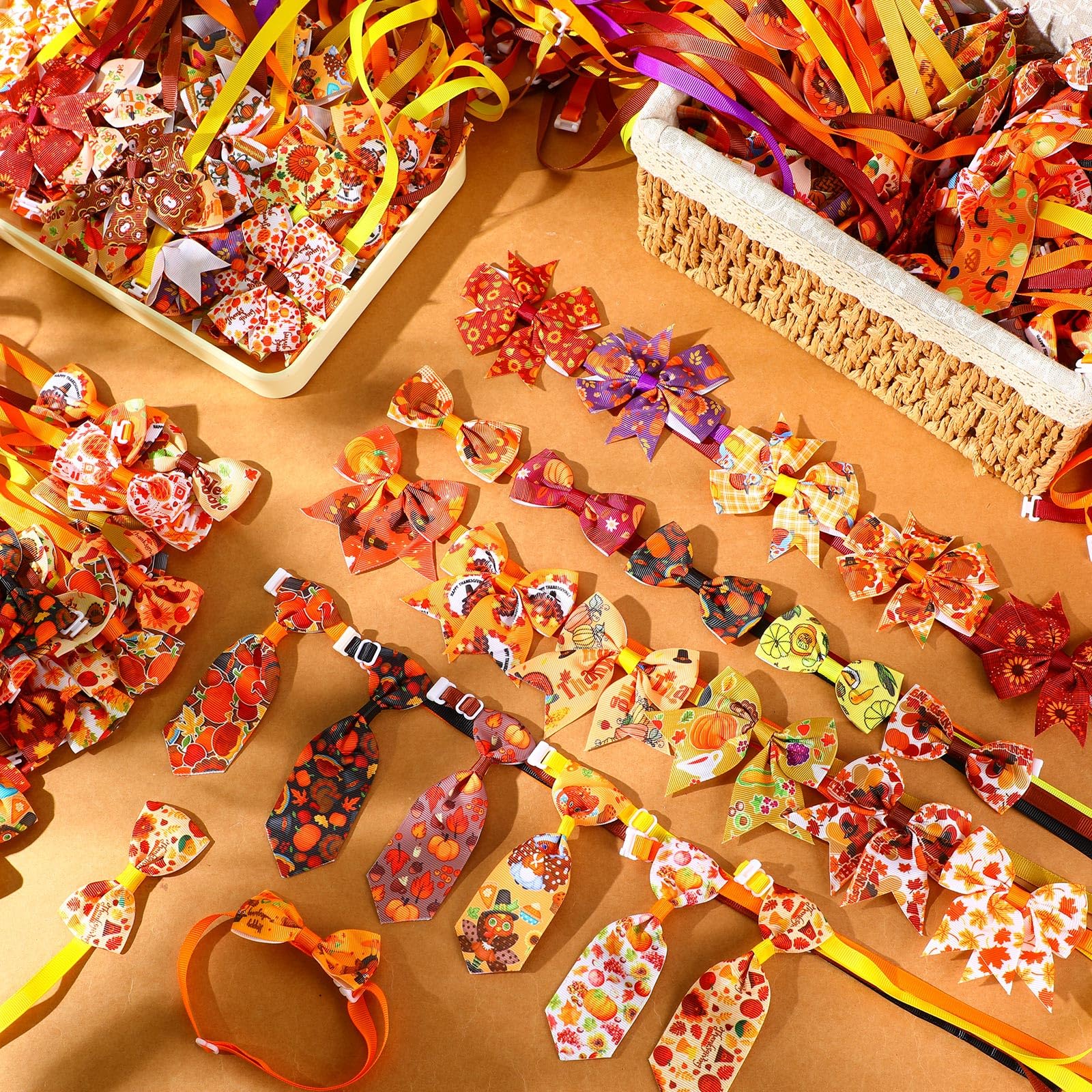 Aliceset 240-piece Thanksgiving bow pack ready for multiple pets or gifting.