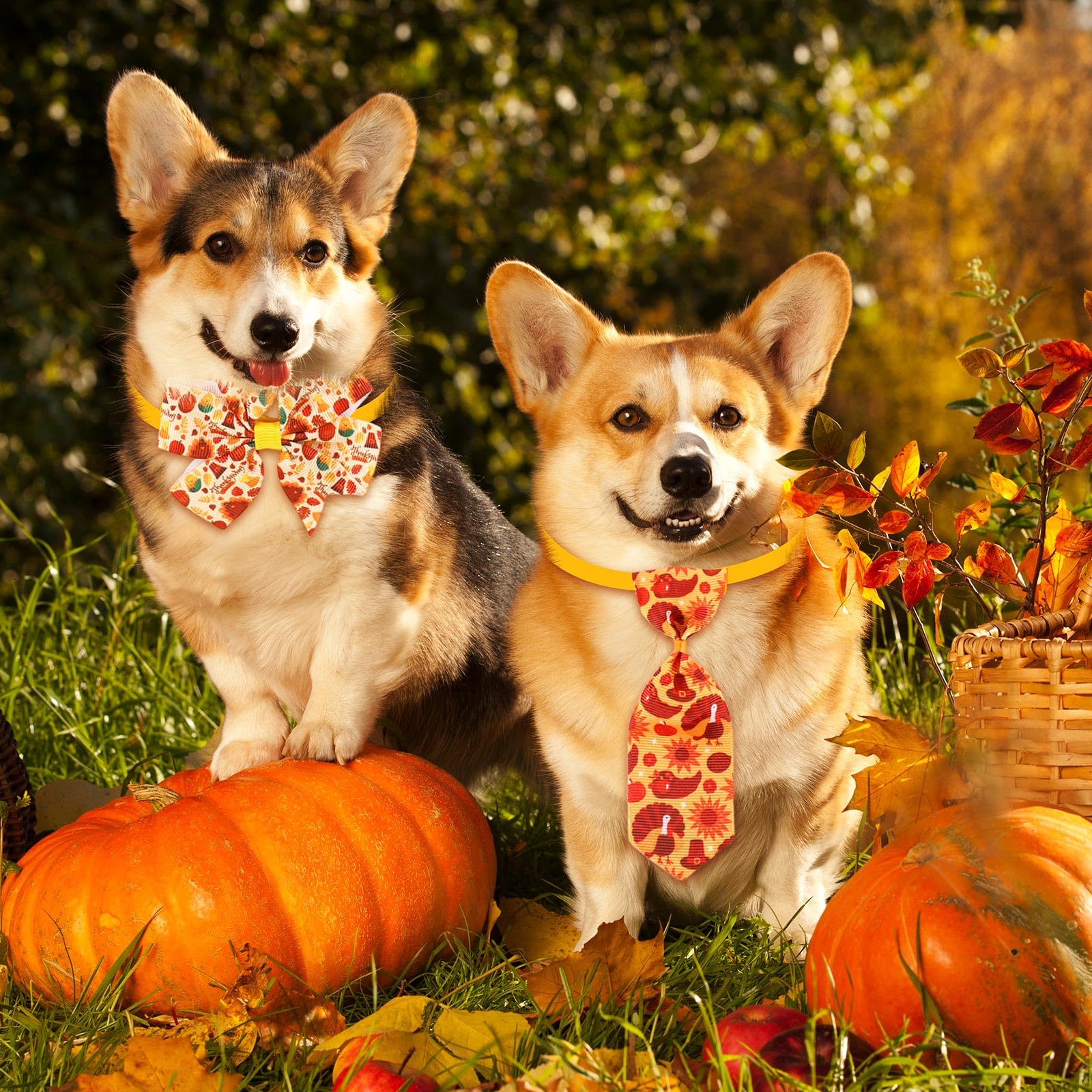 Aliceset Thanksgiving dog bow patterns featuring traditional and multicolor designs.