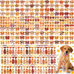 Aliceset Thanksgiving dog bows variety collection showing festive patterns for holiday outfits.