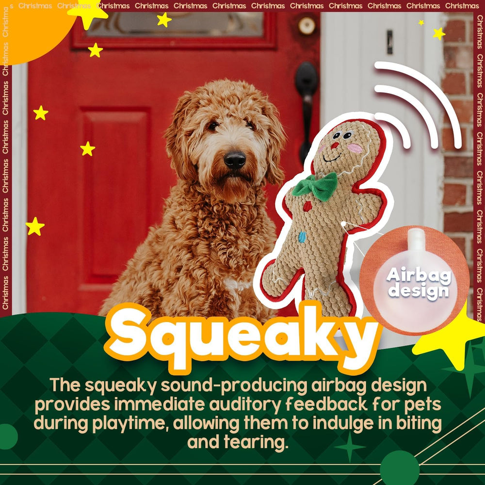 ALL FOR PAWS AFP gingerbread-man toy highlights chew-guard stitching for resilience