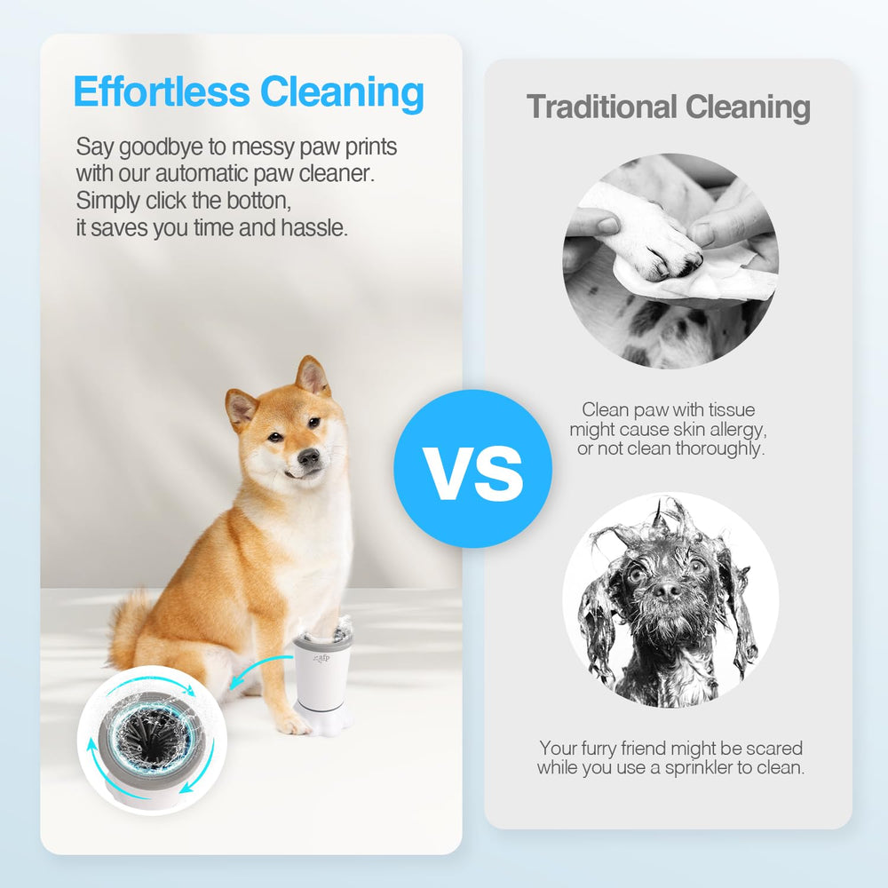 ALL FOR PAWS Automatic Paw Cleaner demonstration with paw insertion for fast cleaning.