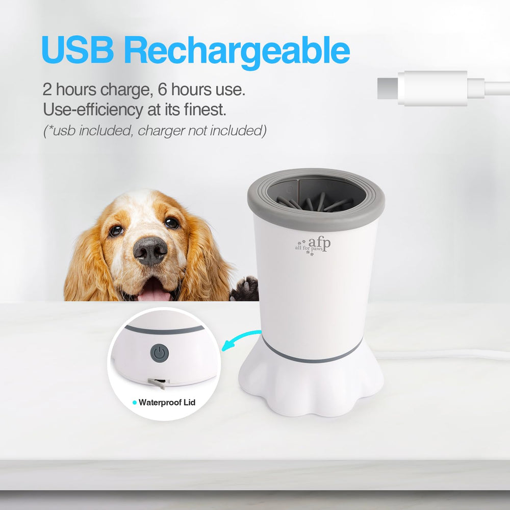 ALL FOR PAWS USB rechargeable paw cleaner ready for home or travel.