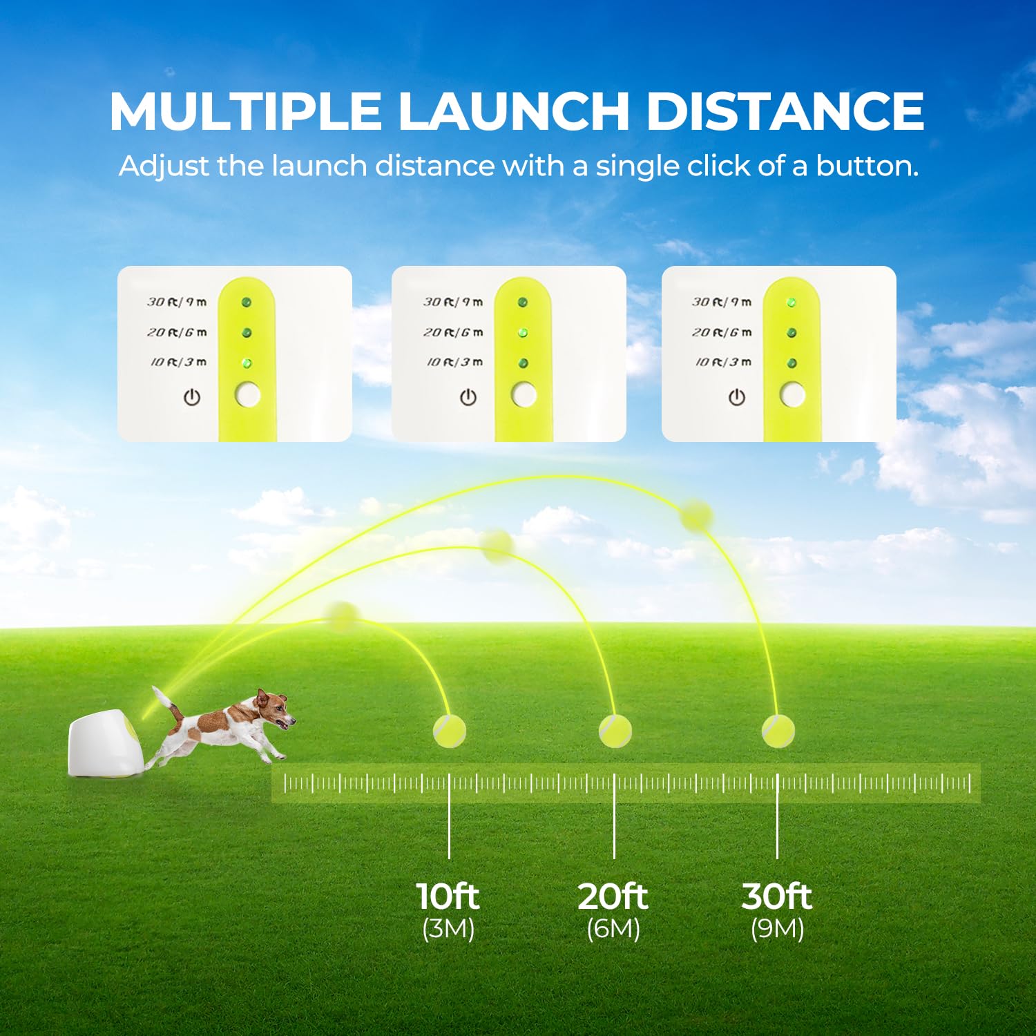 ALL FOR PAWS Ball Launcher adjustable distance helps tailor fetch sessions for active dogs.