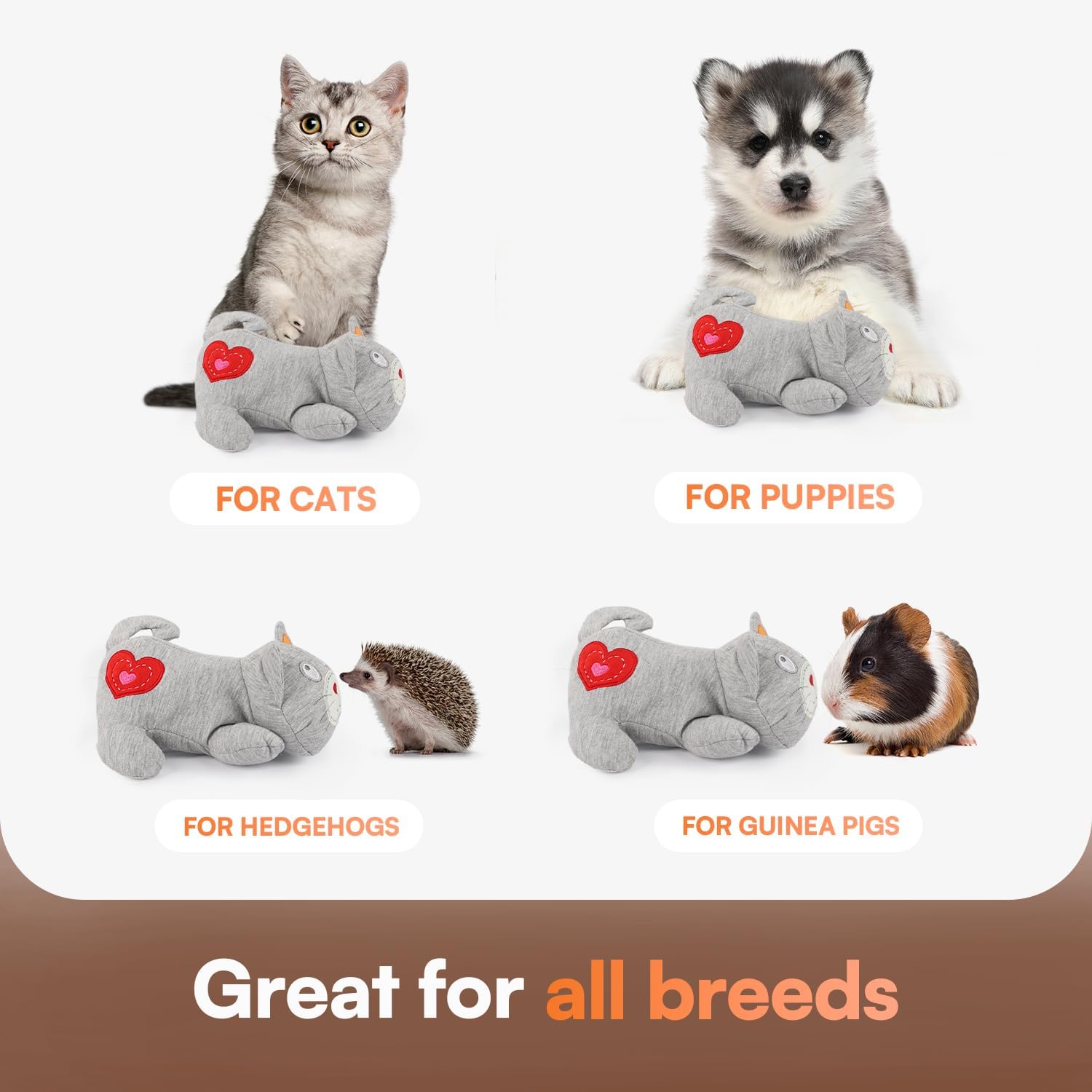 ALL FOR PAWS Heartbeat Cat Plush Toy bed-time companion image conveys warm nighttime security