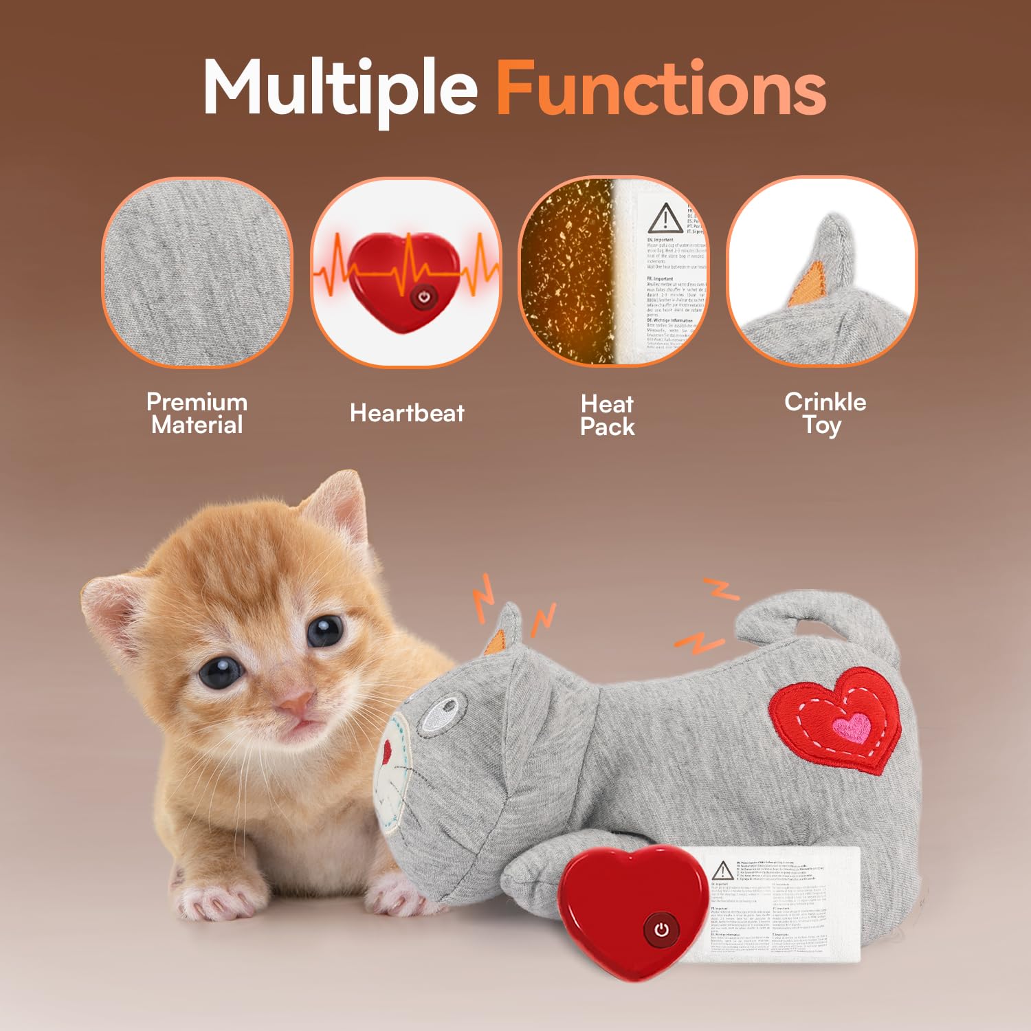 ALL FOR PAWS Heartbeat Cat Plush Toy snuggle session emphasizes bedtime comfort