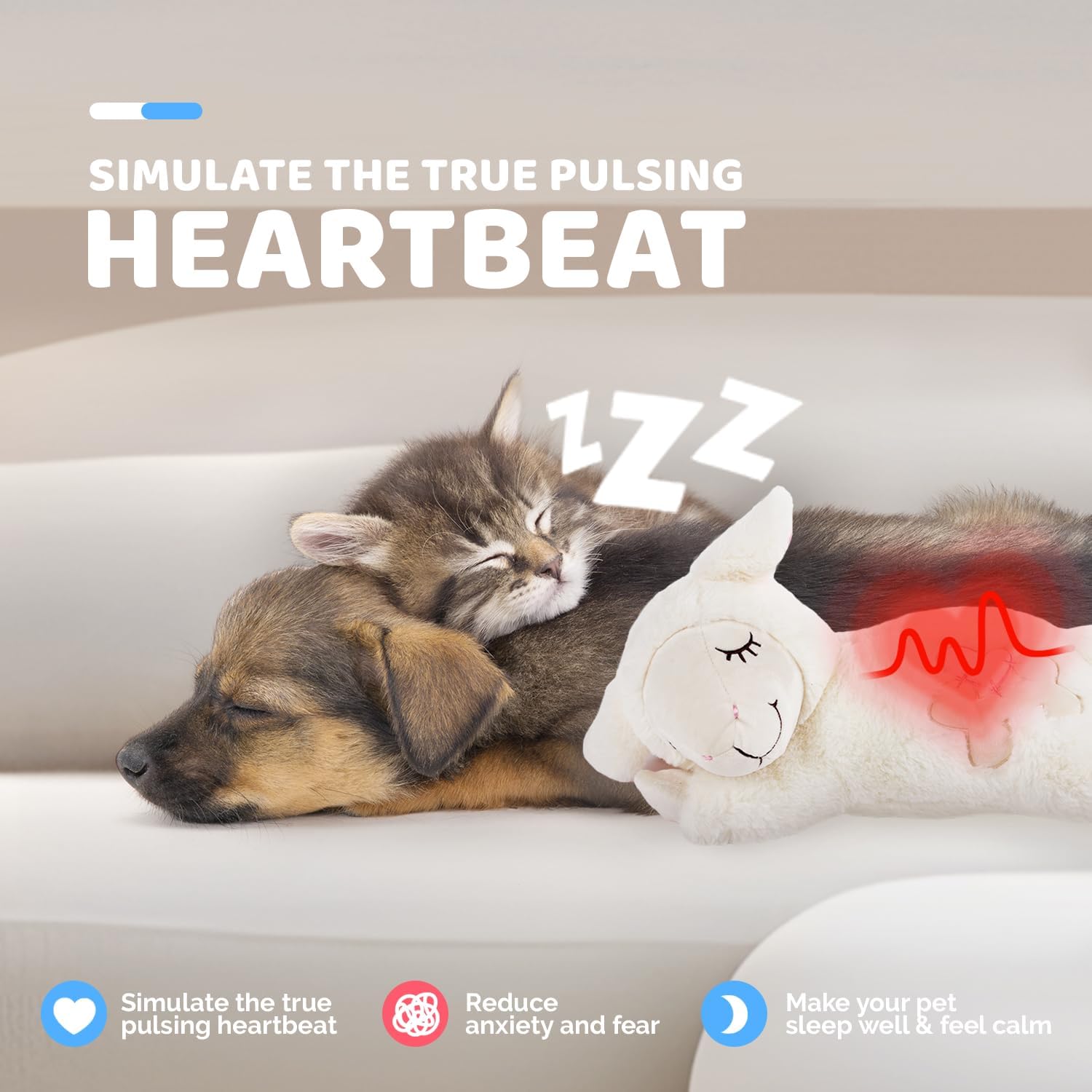 ALL FOR PAWS Heartbeat Dog Toy in crate setup, promotes calmer crate time.