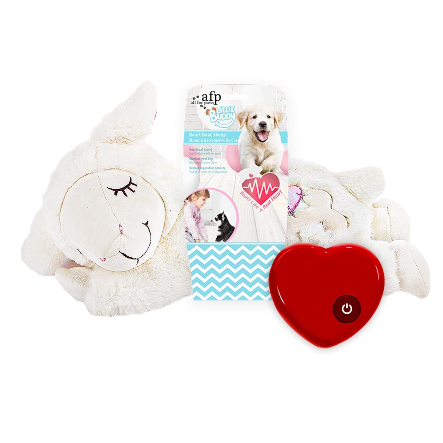 ALL FOR PAWS Heartbeat dog toy press button for calming sessions