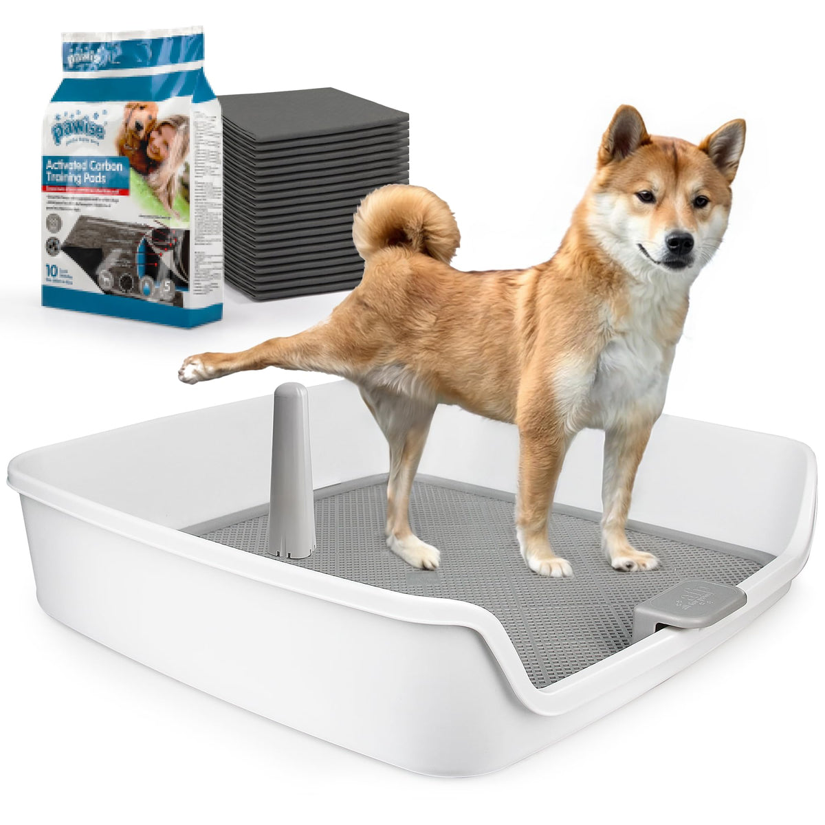 ALL FOR PAWS Pee Pad Holder with grid design keeps paws dry during potty training.
