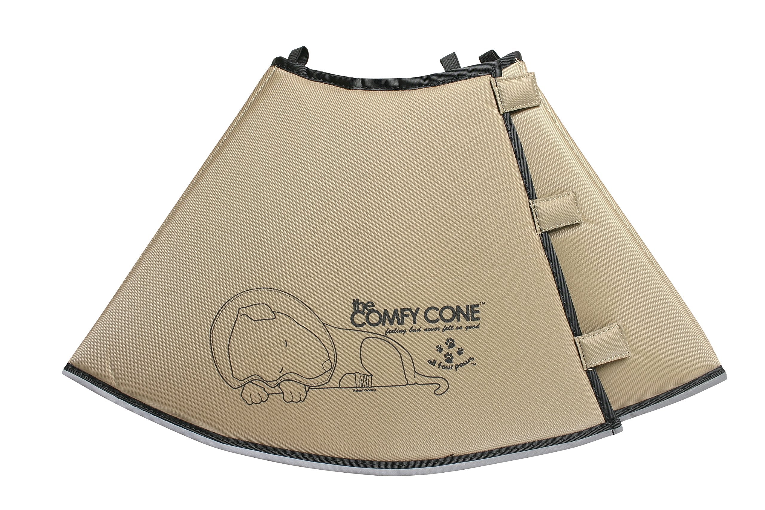 All Four Paws Comfy Cone shows soft-foam-backed fabric for pet comfort.