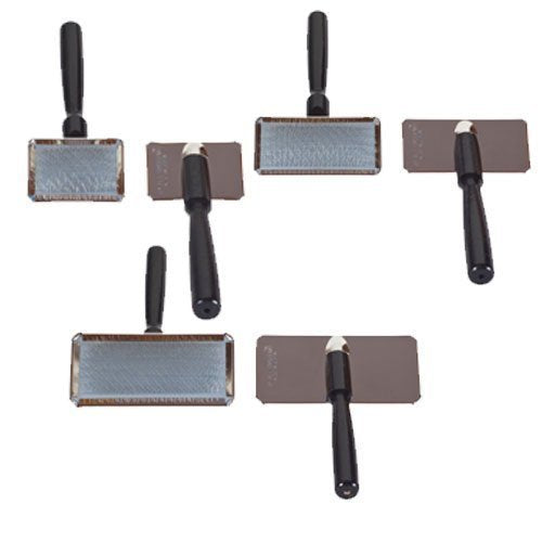 All Systems Slicker Brush Medium in use on dog coat, promoting smoother topcoat.