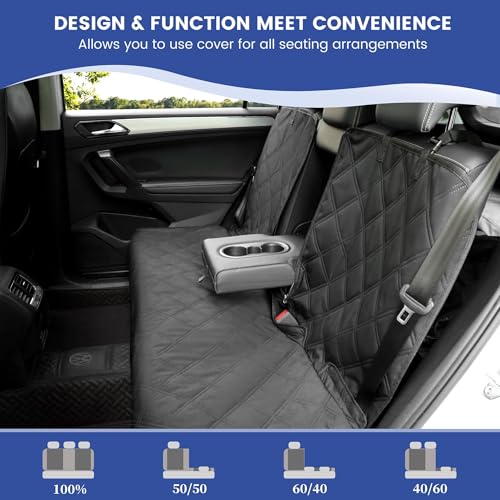 ALLANSING back seat cover family-ready design features easy-access zippers and openings for belts and LATCH.