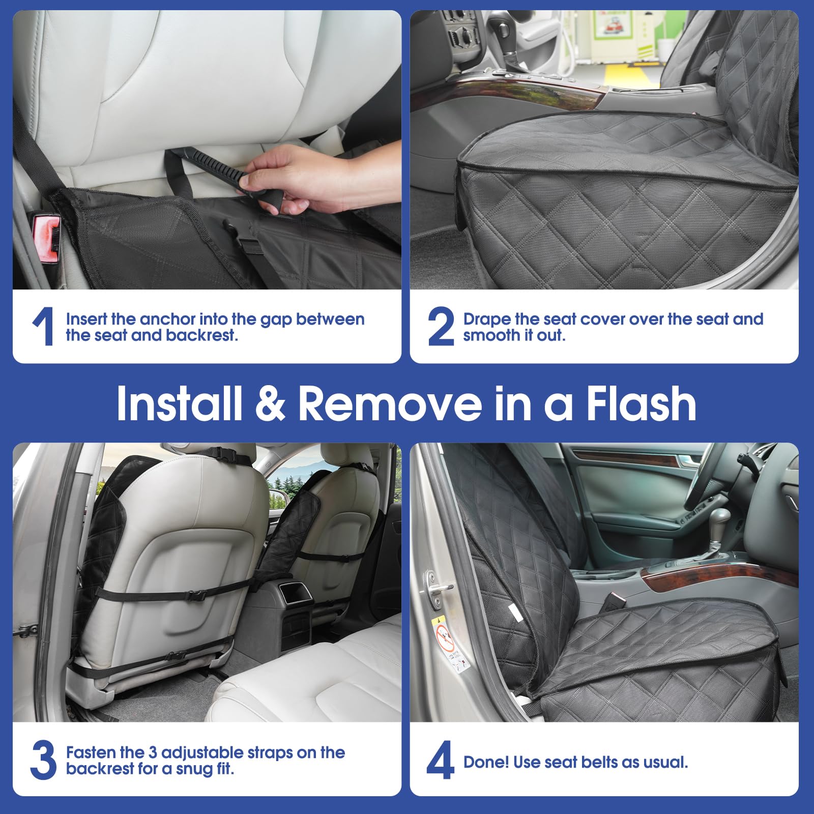 ALLANSING front-pocket storage for snacks, toys, and leashes during trips.