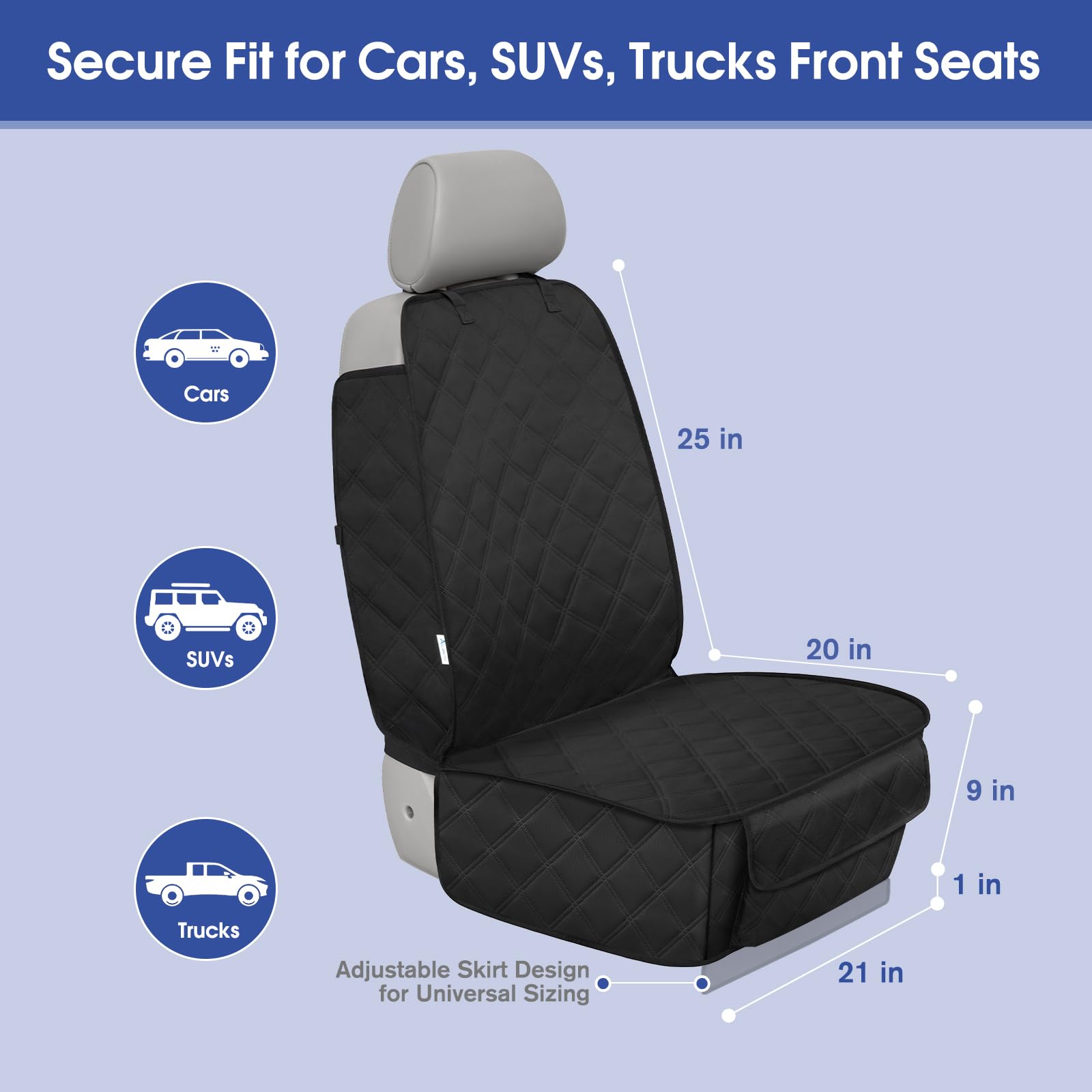ALLANSING 5-point secure-fit keeps the cover from sliding on captain seats.