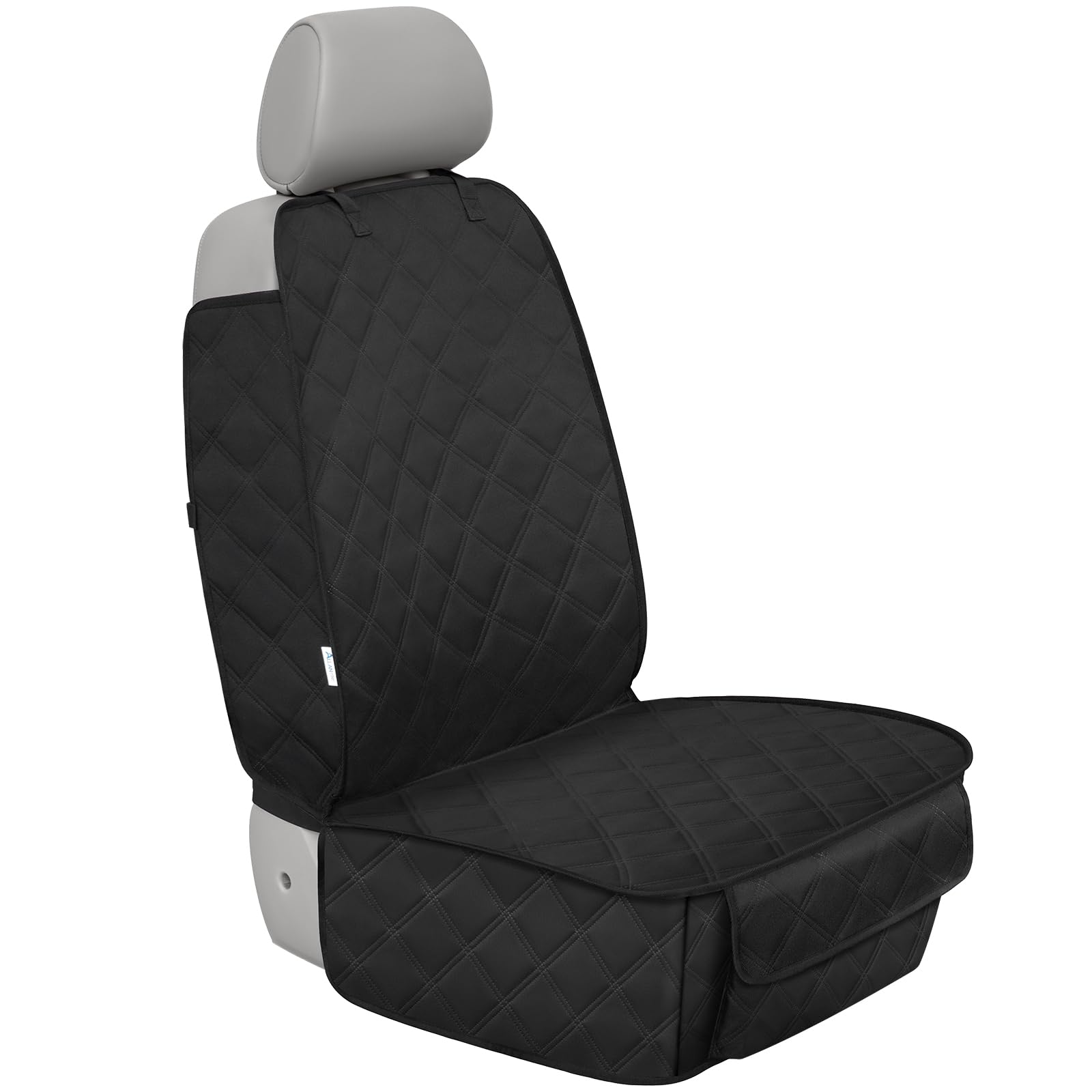 ALLANSING front seat cover side-flaps closeup showing paw-protection.