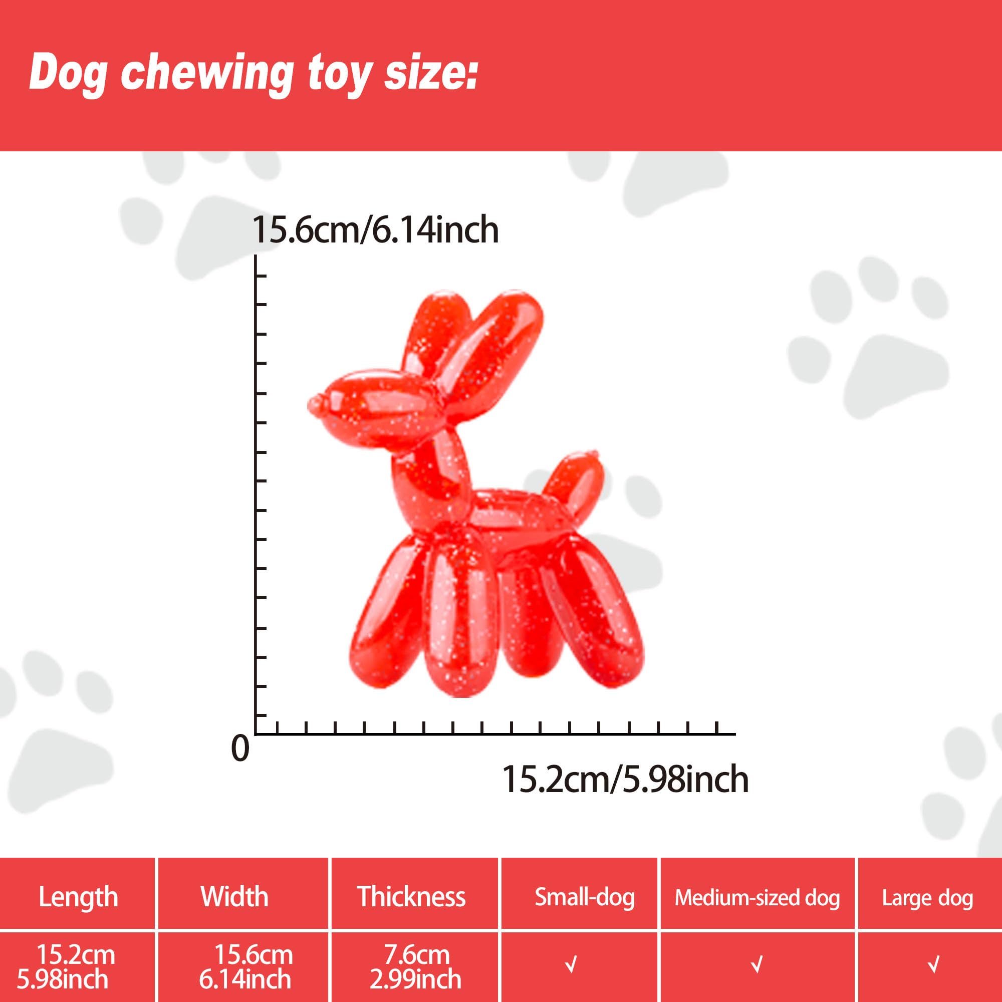 Allcoke Balloon Dog Toy side view red highlighting safe interactive play for medium to large dogs.