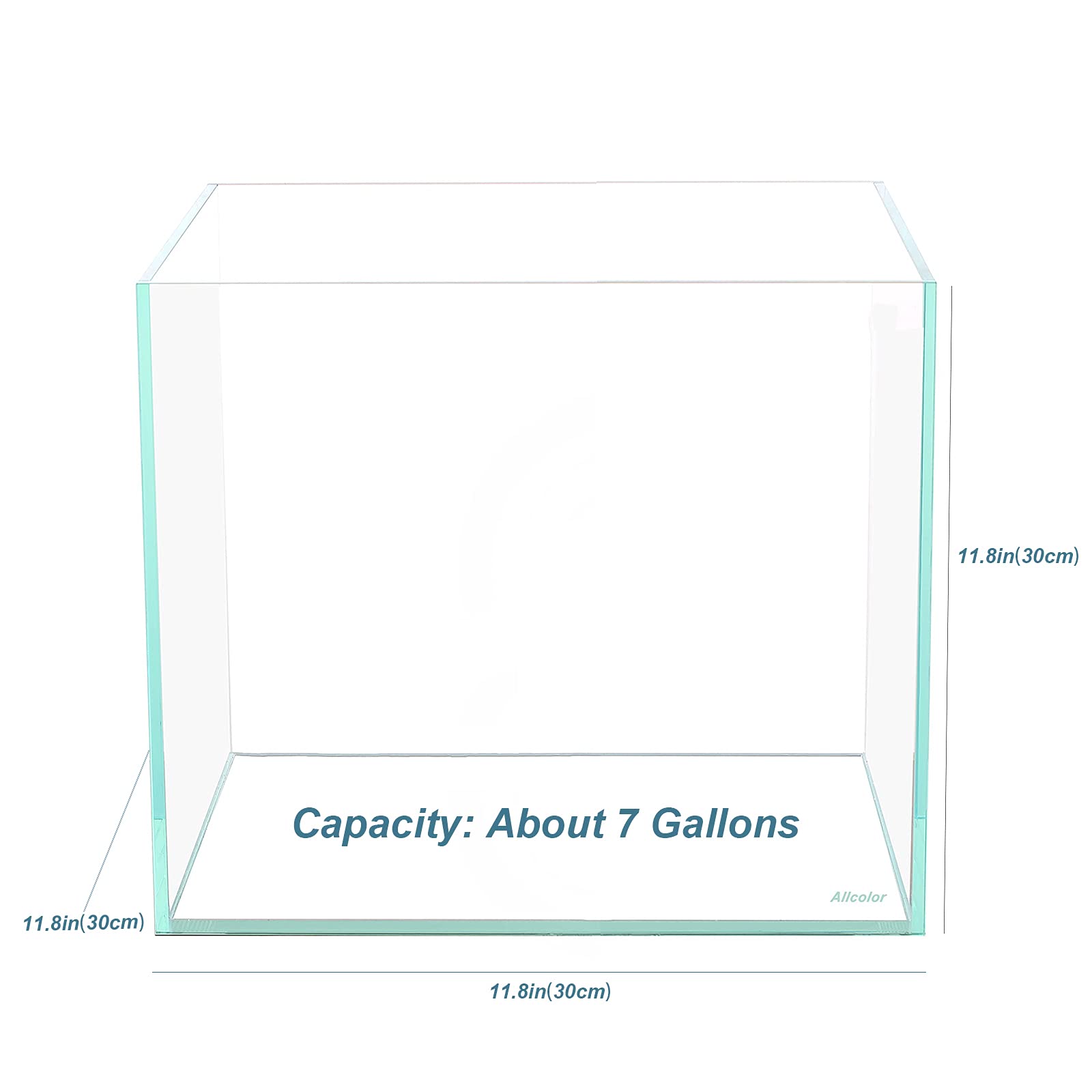 Allcolor Ultra Clear Rimless Aquarium 7gal front view shows crystal-clear glass for vibrant observations.