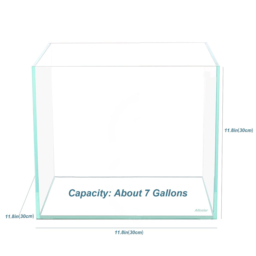 Allcolor Ultra Clear Rimless Aquarium 7gal front view shows crystal-clear glass for vibrant observations.
