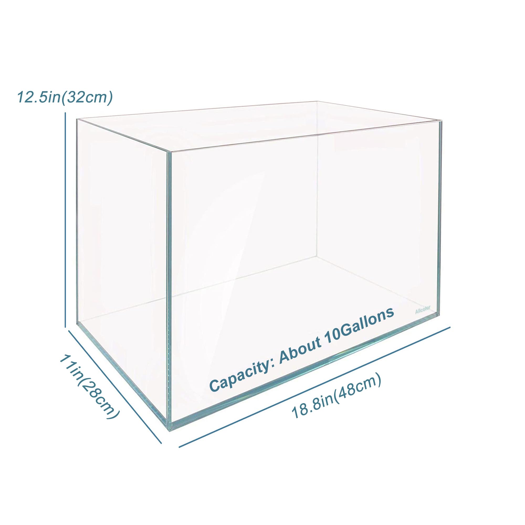 Allcolor Ultra Clear Rimless Aquarium Tank top glass canopy enhances light and creates a clean silhouette