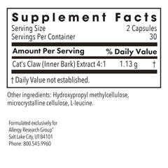 Cat's Claw capsules by Allergy Research Group shown for joint comfort potential