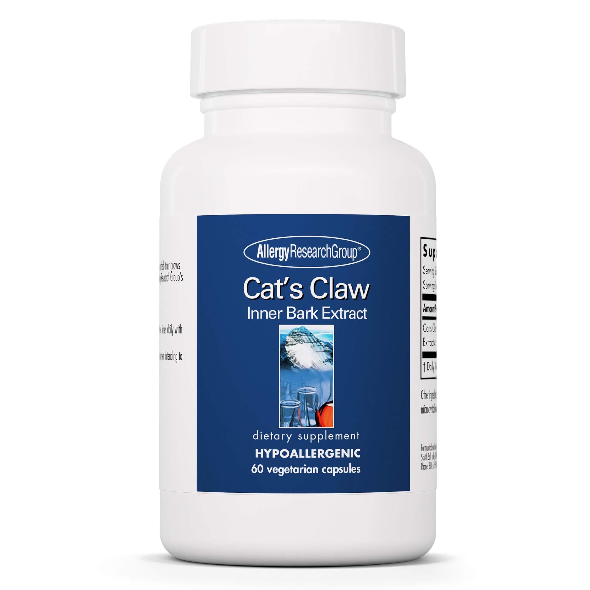 Allergy Research Group Cat's Claw inner bark extract bottle highlighting potential immune support