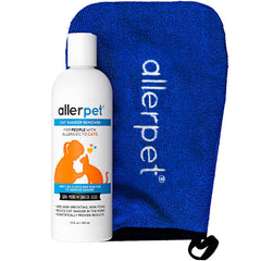 Allerpet cat dander remover mitt close-up for gentle fur cleaning and allergen reduction.