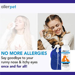 Allerpet spray bottle application highlights quick, one-hand use for busy owners.