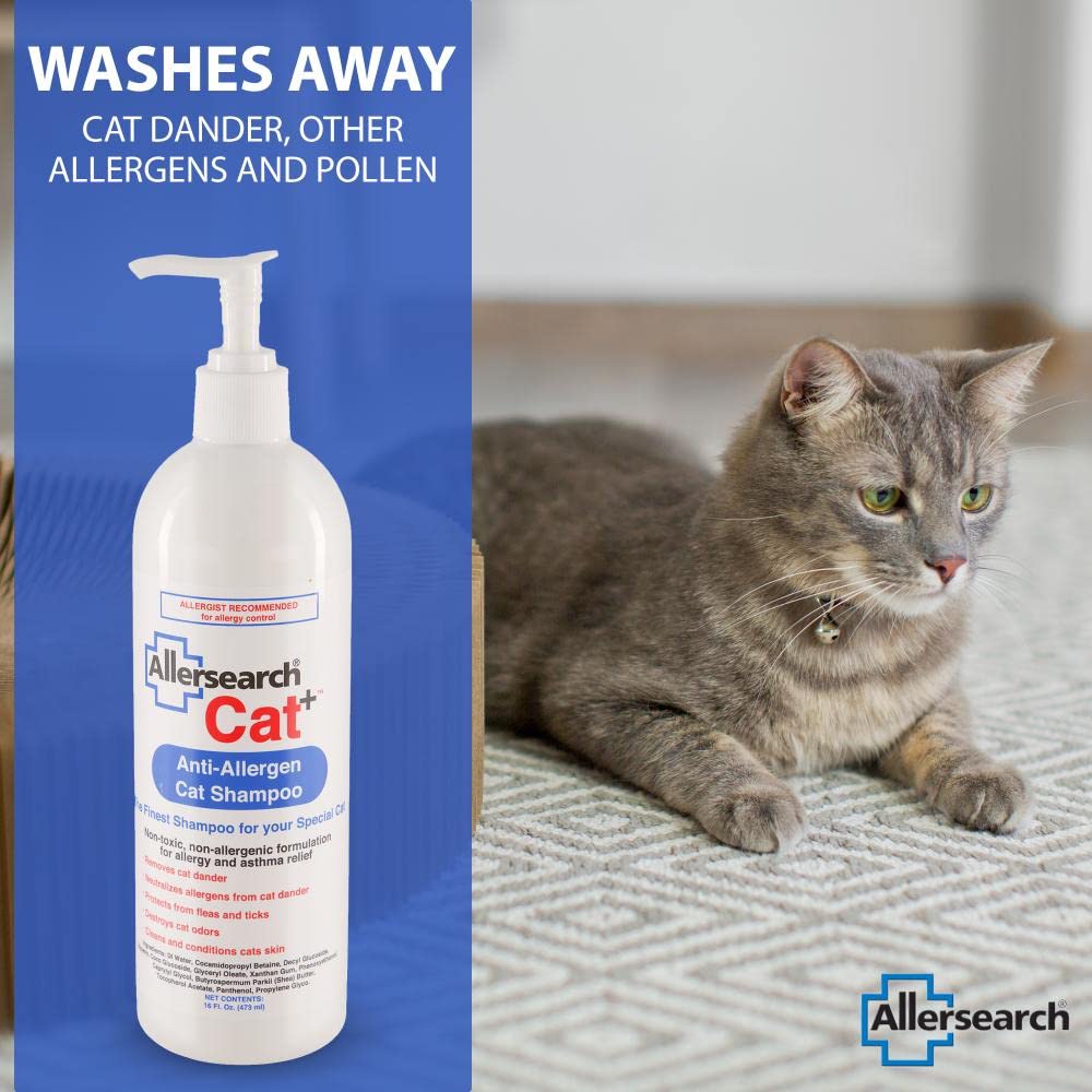 Allersearch Cat+ Anti-Allergen after-use close-up shows a soft, healthy coat