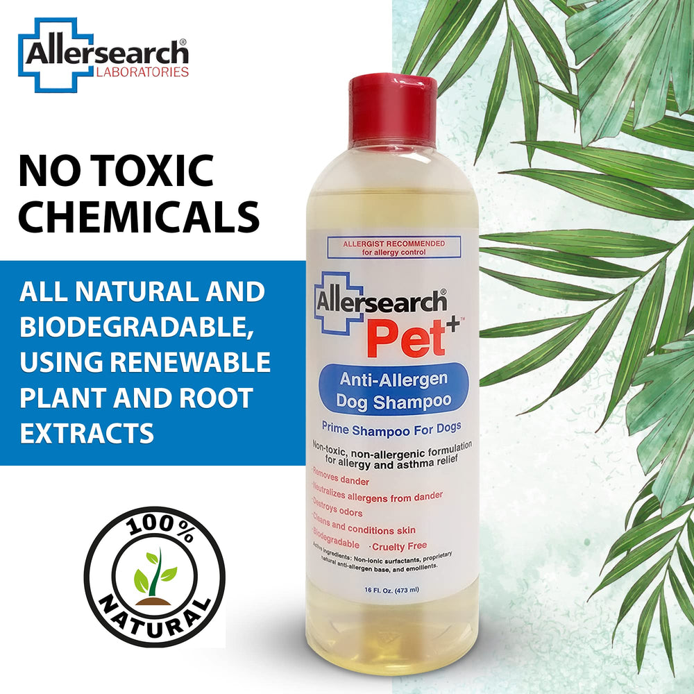 Allersearch Pet+ shampoo foaming lather demonstrates easy rinse-out and skin-friendly cleansing.