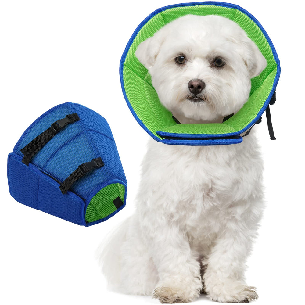 Allroaring dog cone collar close-up shows breathable mesh for comfort.