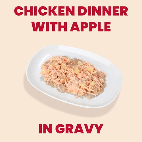 Almo Nature HQS chicken-apple-in-jelly serving-bowl highlights texture for picky eaters.