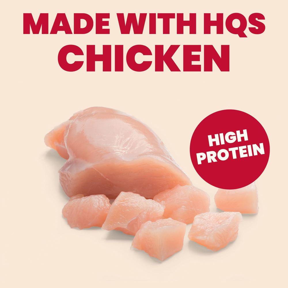 Almo Nature HQS-chicken-dinner-texture-jelly shows shredded meat in jelly.