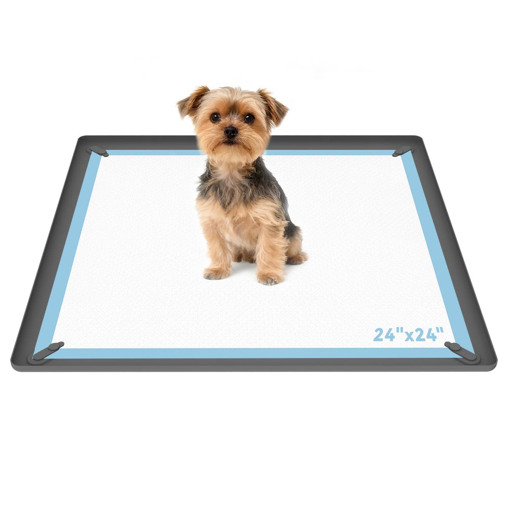ALOOF Pee Pad Holder magnetic snaps closeup shows secure pads for wrinkle-free setup