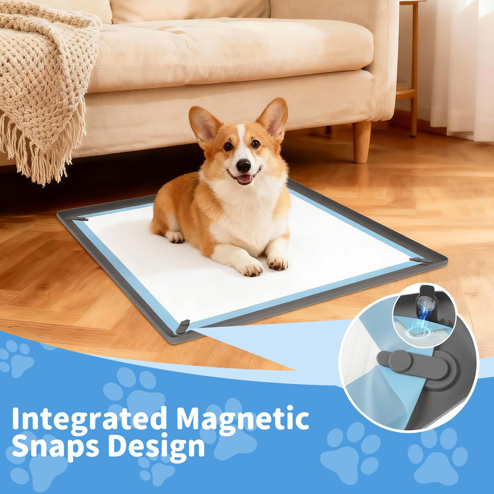 ALOOF Pee Pad Holder raised-edge closeup demonstrates spill containment for mess-free floors