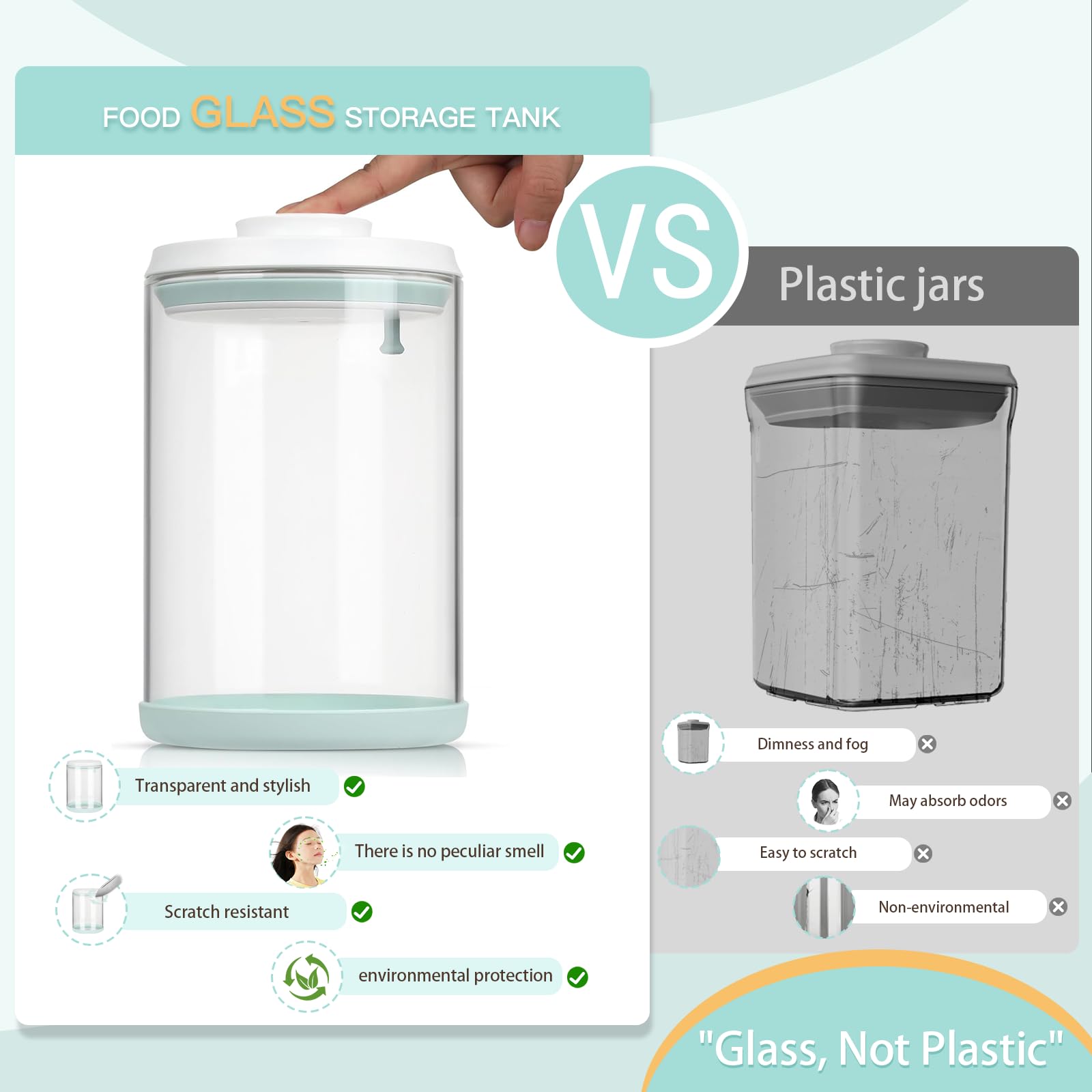 Aloxina 2qt glass jar offers durable storage for pantry staples.